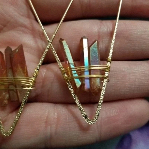 💖 2/$30 Womens boho Crystal gold hoop wire cute lightweight dainty earrings - Picture 10 of 14